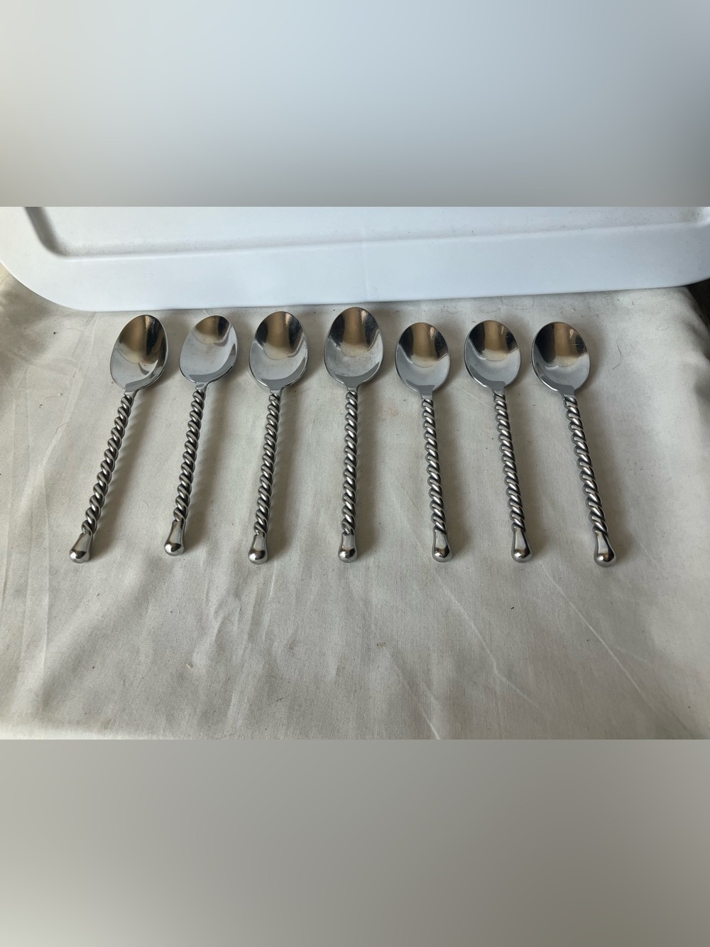Lot of 7 Gourmet Settings SILVER TEAR Spoons Replacement Flatware GS 18/10 USED.